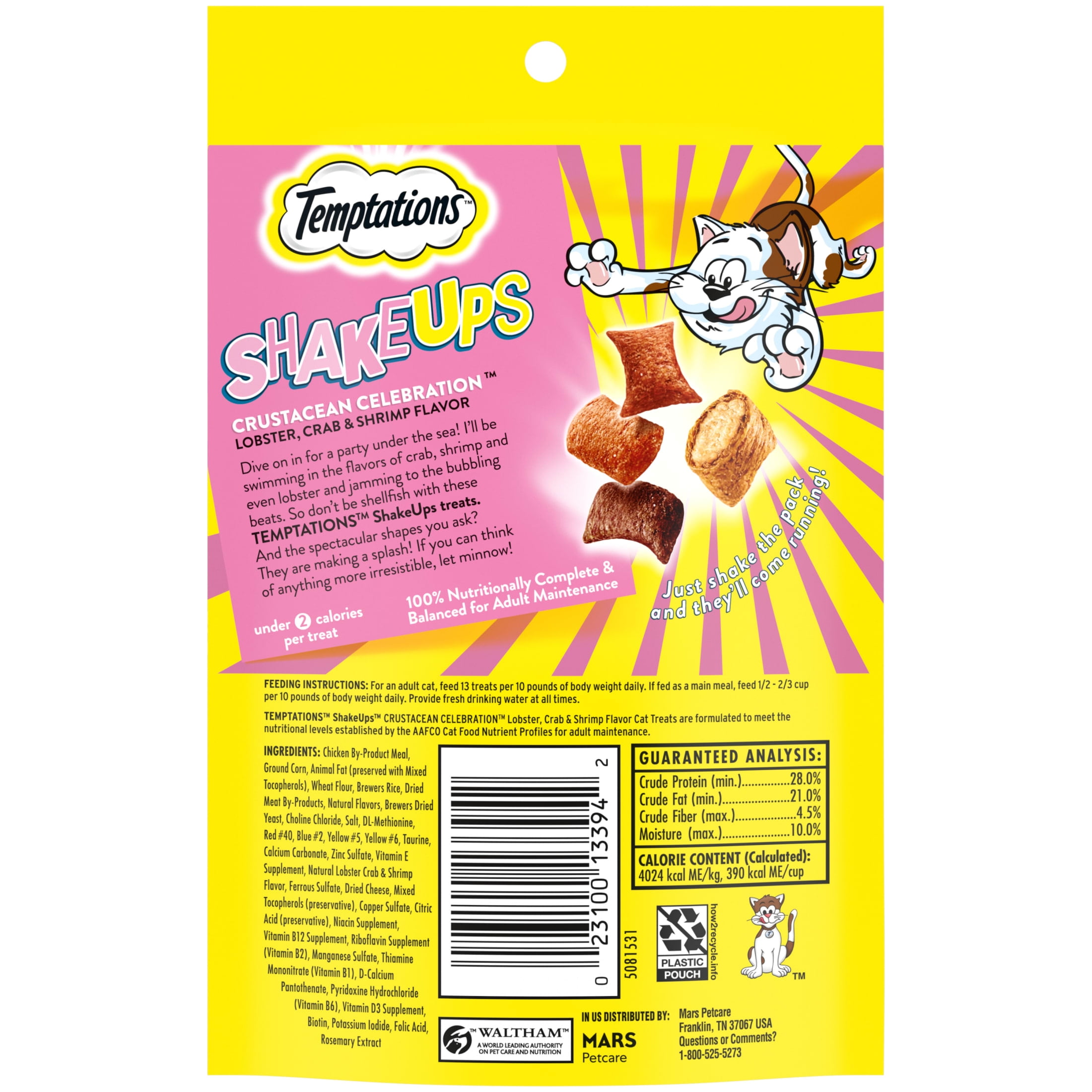 Temptations ShakeUps Crustacean Celebration Flavor Crunchy & Soft Cat Treats, 2.47 oz Pouch