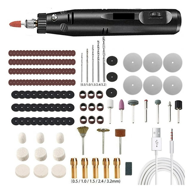 Mini Perceuse Électrique Stylo de Sculpture Vitesse Variable USB Perceuse Sans Fil Kit d'Outils Rotatifs Stylo de Gravure pour Meulage Polissage, Facile à Utiliser