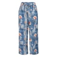 thumbnail image 4 of Blue Women's Casual Pants, Womens Daily Elastic Waist Pockets Straight Printed Color Casual Pants Loose Long Trousers,Women's Casual Pants XXL, 4 of 9