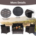 thumbnail image 3 of Patiojoy Ensemble de Mobilier Classique en Rotin pour Patio 4 Pcs avec Coussins Chaise Table Basse Ensemble Bistro Sofa Simple avec Coussin Épais pour Jardin Noir, 3 of 7