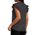 thumbnail image 4 of Craaazy Women's Plus Size Friendly Striped V-Neck Ruffle Short Sleeve Top for Daily Wear, 4 of 6