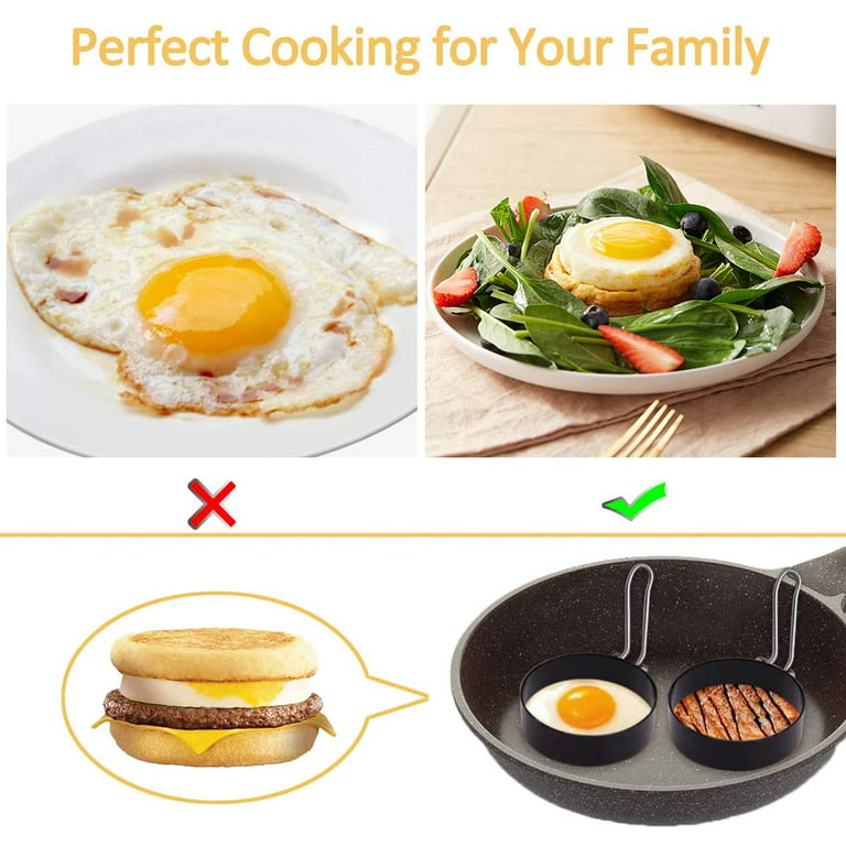 1 Pack Eggs Rings 3inch Stainless Steel Egg Cooking Rings with Foldable  Anti Scald Handle Pancake Mold Maker Non Stick Egg Patty Maker Round Egg