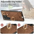 thumbnail image 3 of ELEHOLD Back Wallet Case for Samsung Galaxy S24 Ultra Premium PU Leather Credit Card Slots Strong Magnetic Compatible with Magnetic Car Mount Holder Finger Ring Holder Stand Drop Protection Case,brown, 3 of 8