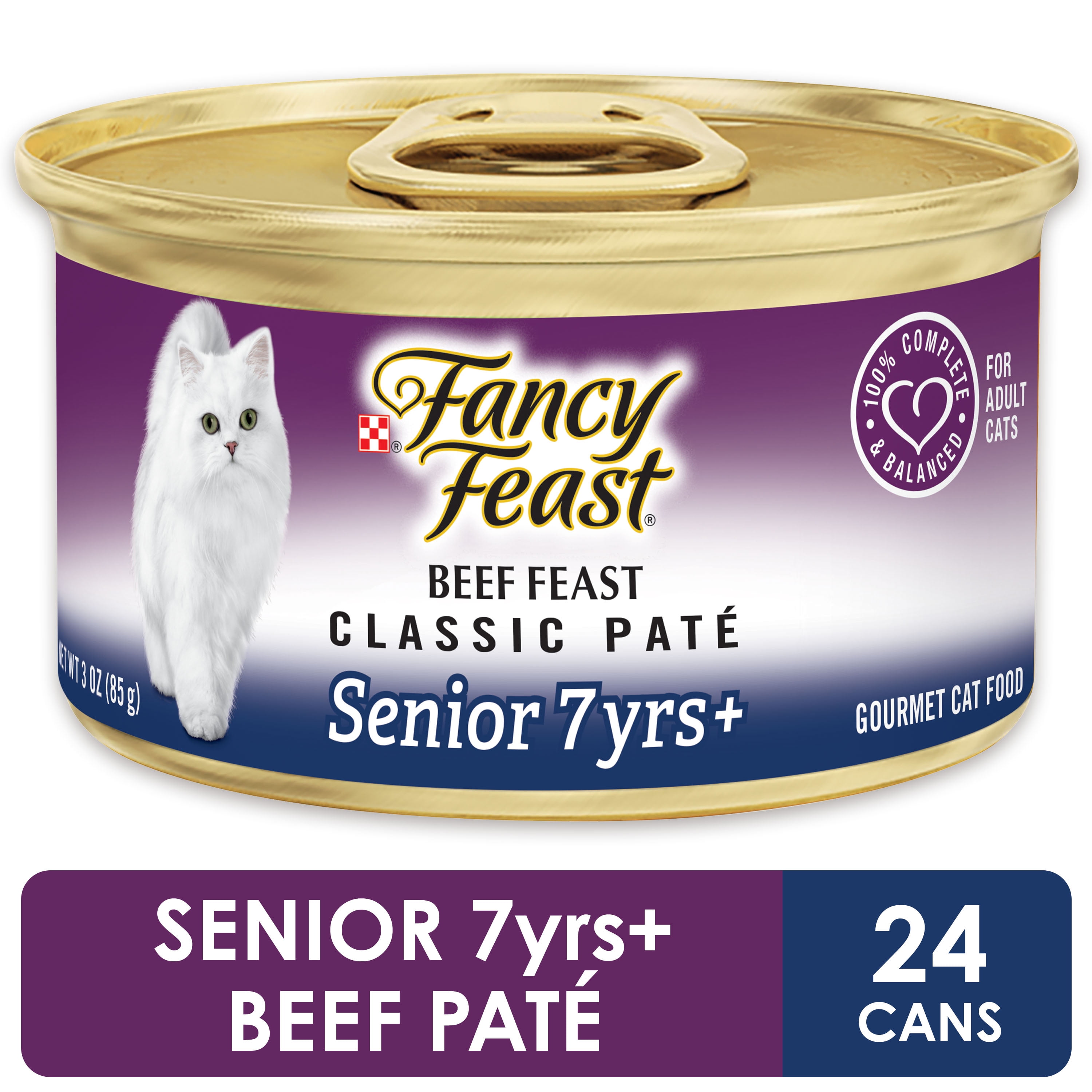 (24 Pack) Fancy Feast High Protein Senior Pate Wet Cat Food, Beef Feast