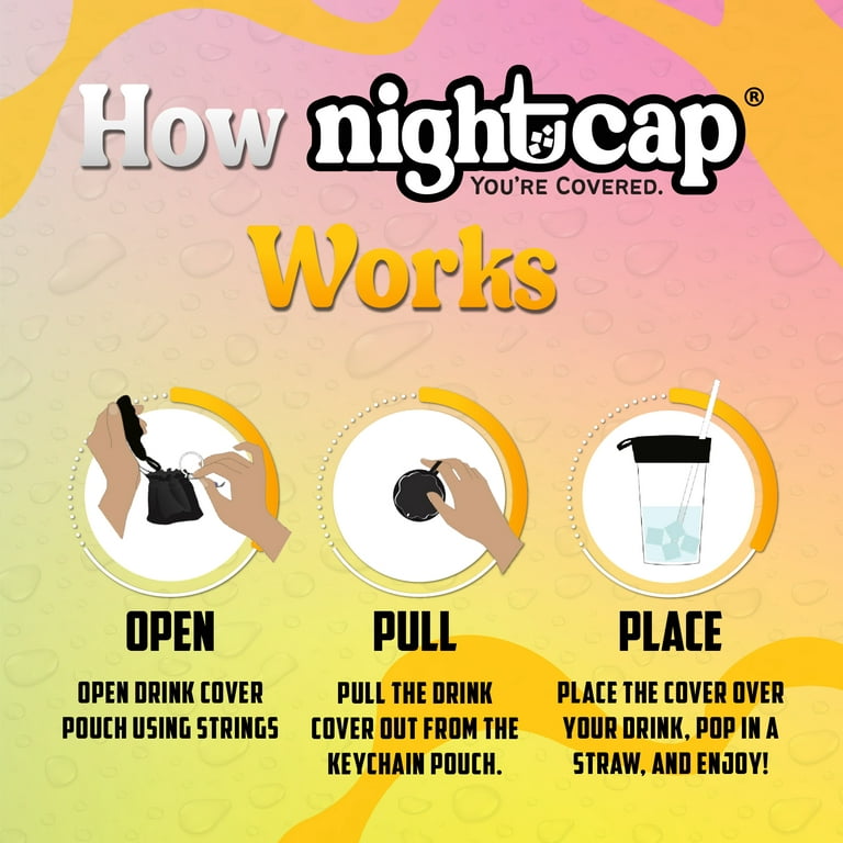 Nightcap Drink Spiking Prevention Scrunchie Cover, 4 Pack, Black