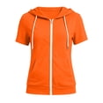 thumbnail image 3 of vzibsiv Womens Soft Touch Short Sleeve Hoodie With Side Pockets,Orange L, 3 of 7