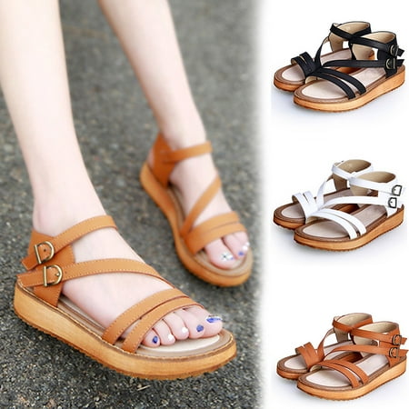 

Duretiony Women Flat Sandals Thick Sole Open Toe Soft Breathable Casual Sandals for Summer New