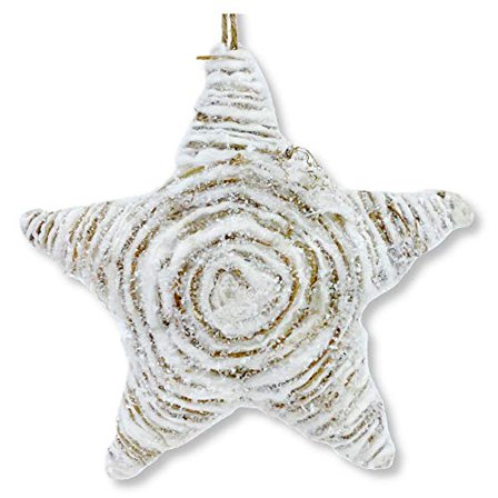 THE JOY TREE Large Star Ornament - Burlap Twine and Cotton 8"