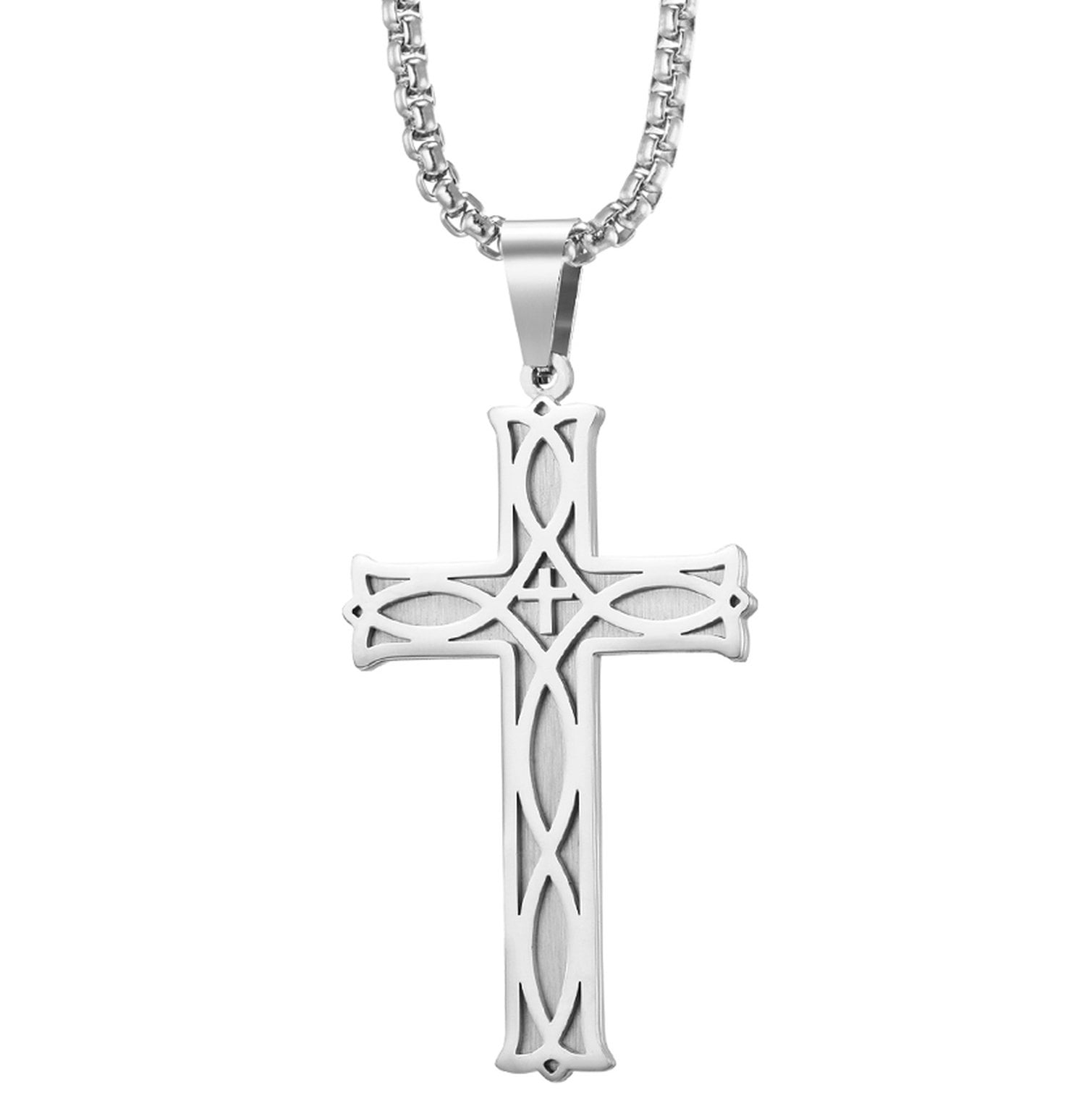 24 The Mens Jewelry Store Celtic Halo Cross Sterling Silver Necklace 