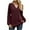 Wine, variant on WREESH Womens Fashion Dressy Shirts Solid Color Knit V-Neck Long Sleeved Hollowed Out Patchwork Loose T-Shirt Pullover Black