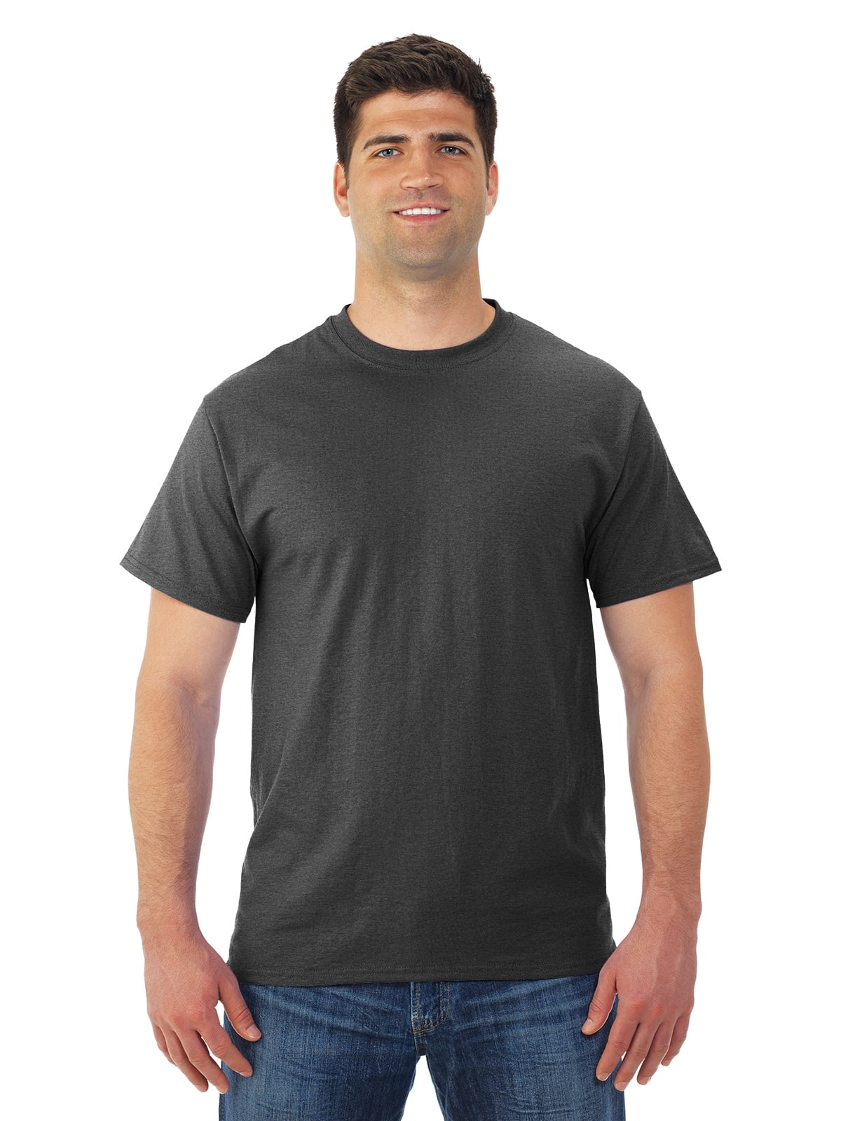 Jerzees Mens DRI-POWER Active Short Sleeve Crew T-Shirt, 4X, Black Heather