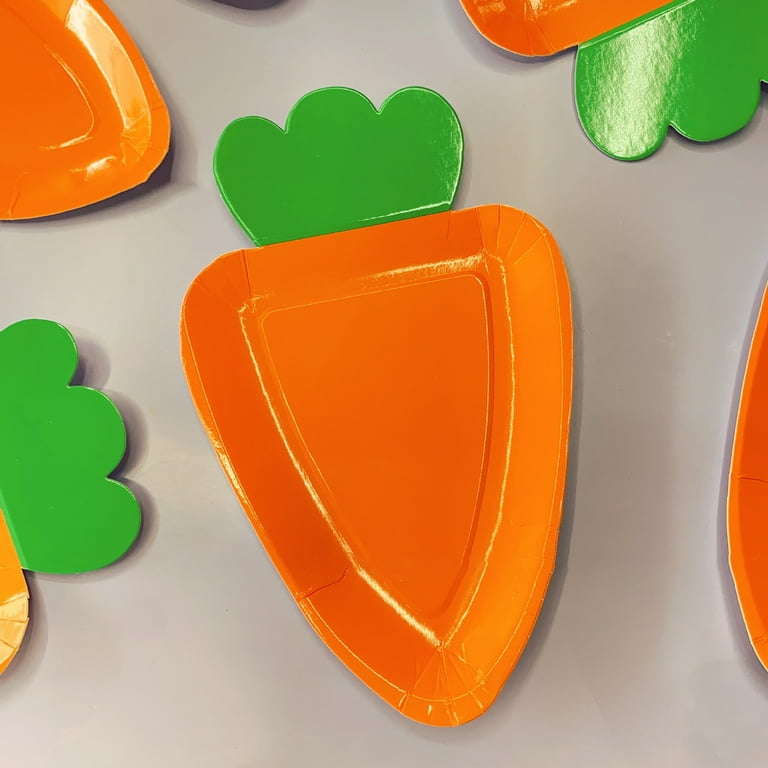 8Pcs Paper Plates Carrot Shape Cartoon Disposable Vegetable