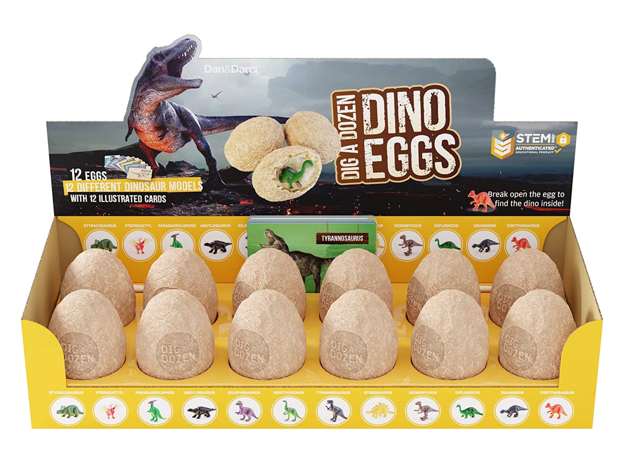 One Dozen Dinosaur Fossil Egg Digging Kit Kids Science Educational Toys