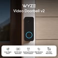 thumbnail image 2 of Restored Wyze Video Doorbell v2, Wired, 2K Video, Two-Way Audio, Color Night Vision, Compatible with Alexa & Google Assistant, Black (Refurbished), 2 of 8