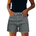 thumbnail image 2 of Cagogo Women Plus Size High Waisted Short Jeans with Pockets Casual Regular Fit Beach Shorts Summer Denim Bottoms, Gray 2XL, 2 of 9