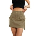 thumbnail image 2 of Frontwalk Ladies Midi Skirt High Waist Skirts Ruffle Women Vintage Swing Camel M, 2 of 4