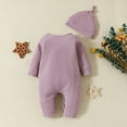 thumbnail image 6 of Huowey Boys Girls Long Sleeve Solid Color Pullover Romper Jumpsuit Onesie Hat Set Boho Dailywear, 9-12 Months, 6 of 6