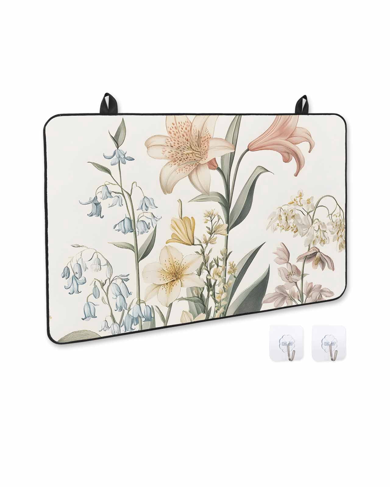 nqOlkjepod Large Induction Cooktop Protector Mat 24"x21", Vintage Spring Floral Stove Top Covers for Electric Stove, Summer Flowers Farmhouse Stove Burner Cover Mats, Glass Top Stove Cover