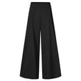 thumbnail image 5 of QLEICOM Womens Slacks Women's Wrinkle Free Relaxed Fit Straight Leg Pants Solid Elegant High Waist Wide Leg Pants Trousers Flare Trousers Zipper Pants Wide Leg Pants Relaxed Fit Trousers Black XXL, 5 of 5