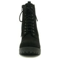 thumbnail image 3 of Soda Women Chunky Thick High Heels Combat Lug Sole Ankle Boots Platform Lace Up Booties Side Zipper Fuzzy-S Black 9, 3 of 4