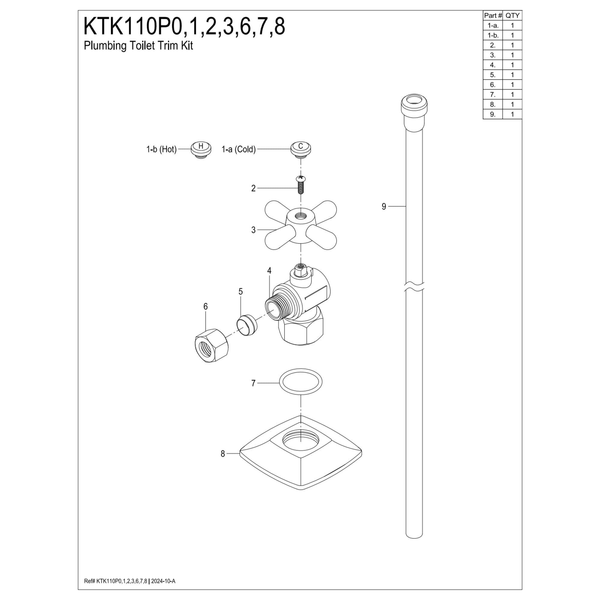 Kingston Brass KTK110P2 Traditional Plumbing Toilet Trim Kit with Flange in Polished Brass