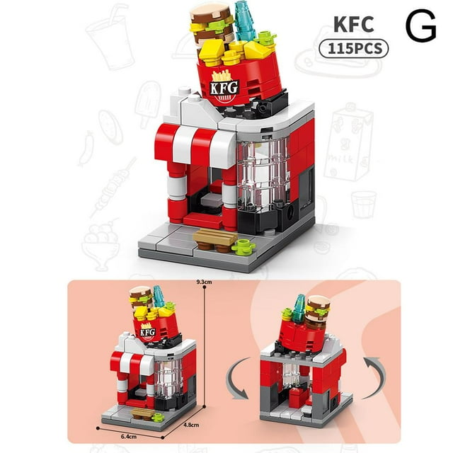 Plastic Building Blocks Set - Create Fun Food Stores & Scenes - Educational Toy for Kids