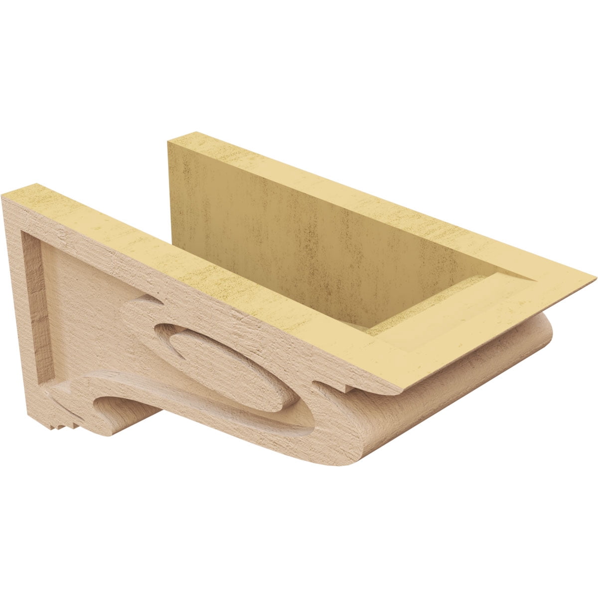 6"W x 12"D x 6"H Wide Scroll Rough Cedar Woodgrain TimberThane Corbel, Primed Tan