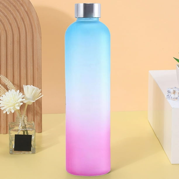 Botella de agua de 1000 ml con degradado y tapa con pajita | Vaso deportivo de plástico de gran capacidad de 1 l para gimnasio, escuela y actividades al aire libre | Vaso portátil sin BPA para