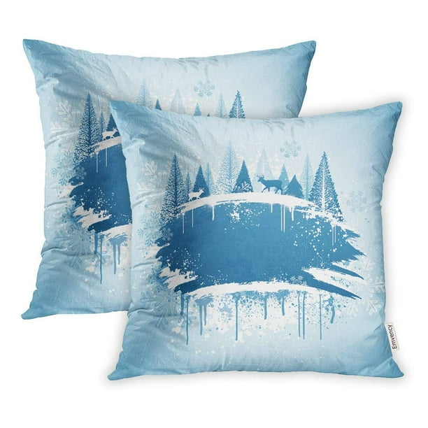EREHome Snow Blue and White Winter Forest Paint Snowflake Pillow Case Pillow Cover 18x18 inch Set of 2 Walmart