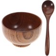 thumbnail image 1 of czcpp-1set Wooden Soup Spoon Wooden Bowl with Spoon Unbreakable Cereal Bowls Rice Soup Mixing Bowls for Salad Dressing Dip Sauce Nuts Candy Fruits Vegetable Bowl Serving（random style）, 1 of 4