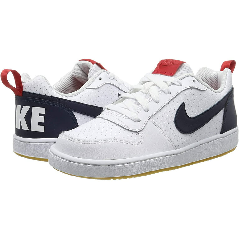 Nike Big Boy's Court Borough Low (GS) Sneakers (White/Obsidian/University  Red, 4)