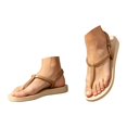 thumbnail image 3 of Bibifish Womens Flat Sandals Bohemian Feminine Laid-Back Thong Elastic Slingback Footbed Woven Floral Pearl Flat Sandals Summer Casual Sandals, 3 of 8