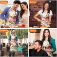 thumbnail image 4 of Pioneer Flower Floral Print Pattern Apron-Garden Aprons for Women with Pockets-Cotton Linen Waterproof Kitchen Cooking Gardening Aprons Adjustable for Kitchen,Cooking,BBQ and Salon 33x27 Inch, 4 of 7