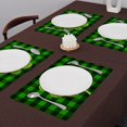 thumbnail image 2 of St Patricks Day Placemats for Dining Table 12x18 Inch Shamerock Lucky Place Mats Set of 4 Green Buffalo Plaid Decorations for Indoor Outdoor Party Washable Table Mat, 2 of 6