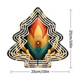 thumbnail image 3 of Stylish Metal Hanging Christmas Tree Wind Spinner - Flame Design with Floral Motif Teal Background Black & Gold Accents for Garden Decor, 3 of 7
