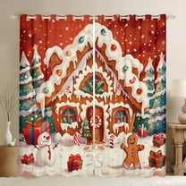 jejeloiu Marry Xmas Black Out Curtains,Christmas Theme Curtains Pack of 2 (42x63 Each),Snowman Gifts Bedroom Curtains,Lightweight Room Decorative
