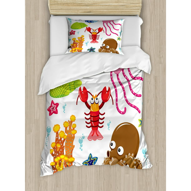 Toddler Duvet Cover Set Under The Sea Wildlife Theme Funny