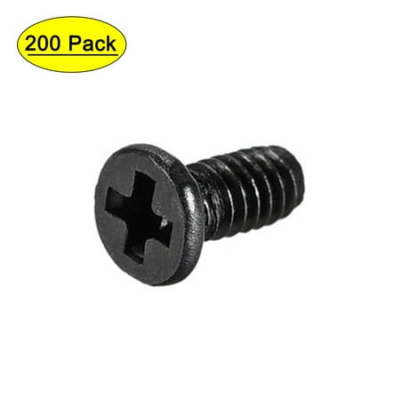 

Uxcell M1.4x3mm Black Phillips Screw Fastener 2.5mm Dia Screw Head 200 Pack