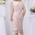 thumbnail image 4 of CHGBMOK Women's Plus Size Wedding Guest Dresses Patchwork Embroidered Lace Cocktail Dresses Pink, 4 of 5