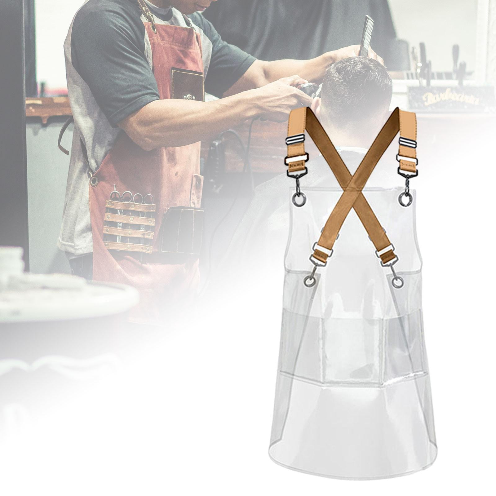 Fiocias Transparent Apron Hair Stylist Apron Gardening Chef Apron with Pocket for Flower Yellow 80cm