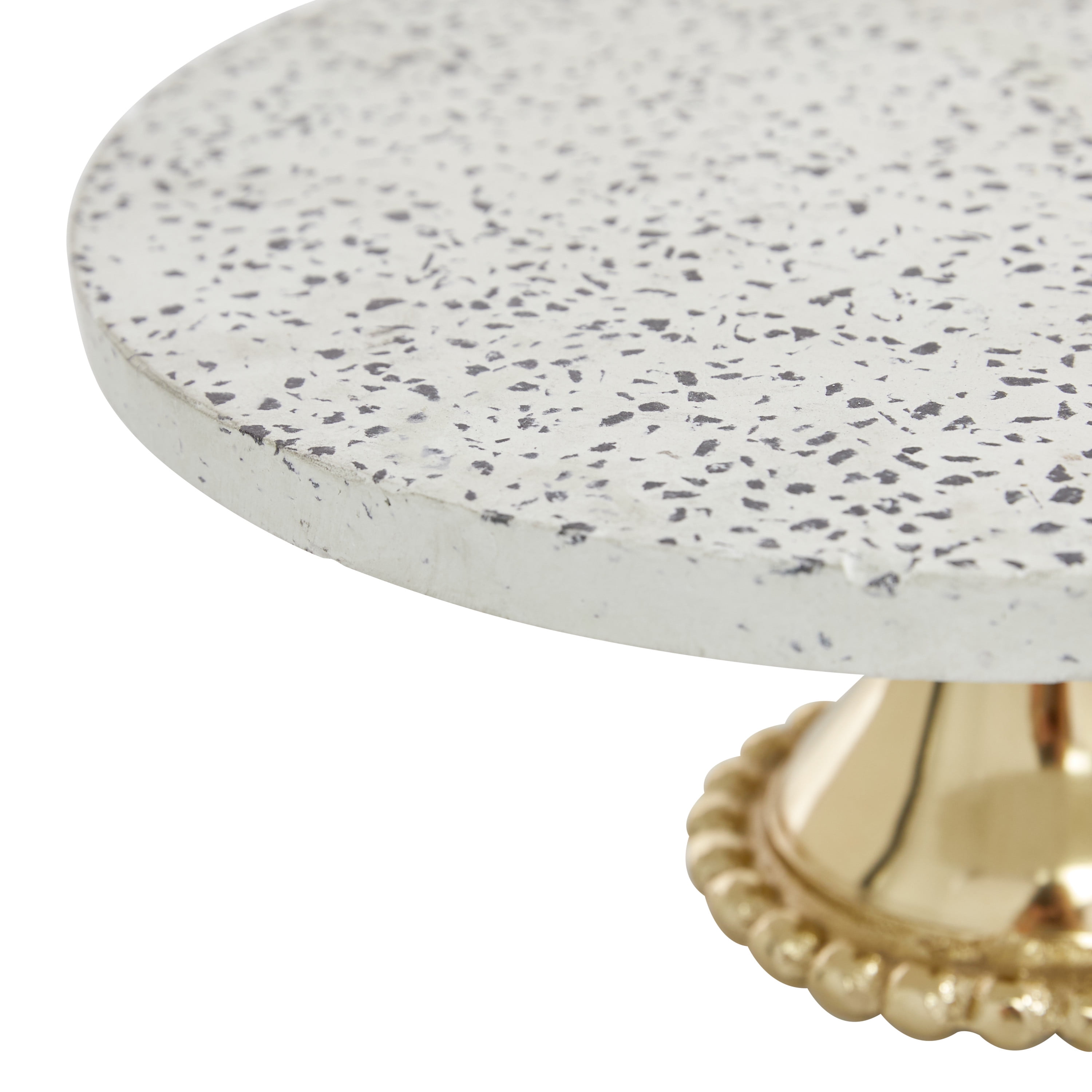 DecMode 10", 12"W Gold Ceramic Speckled Cake Stand with Gold Base, 2-Pieces