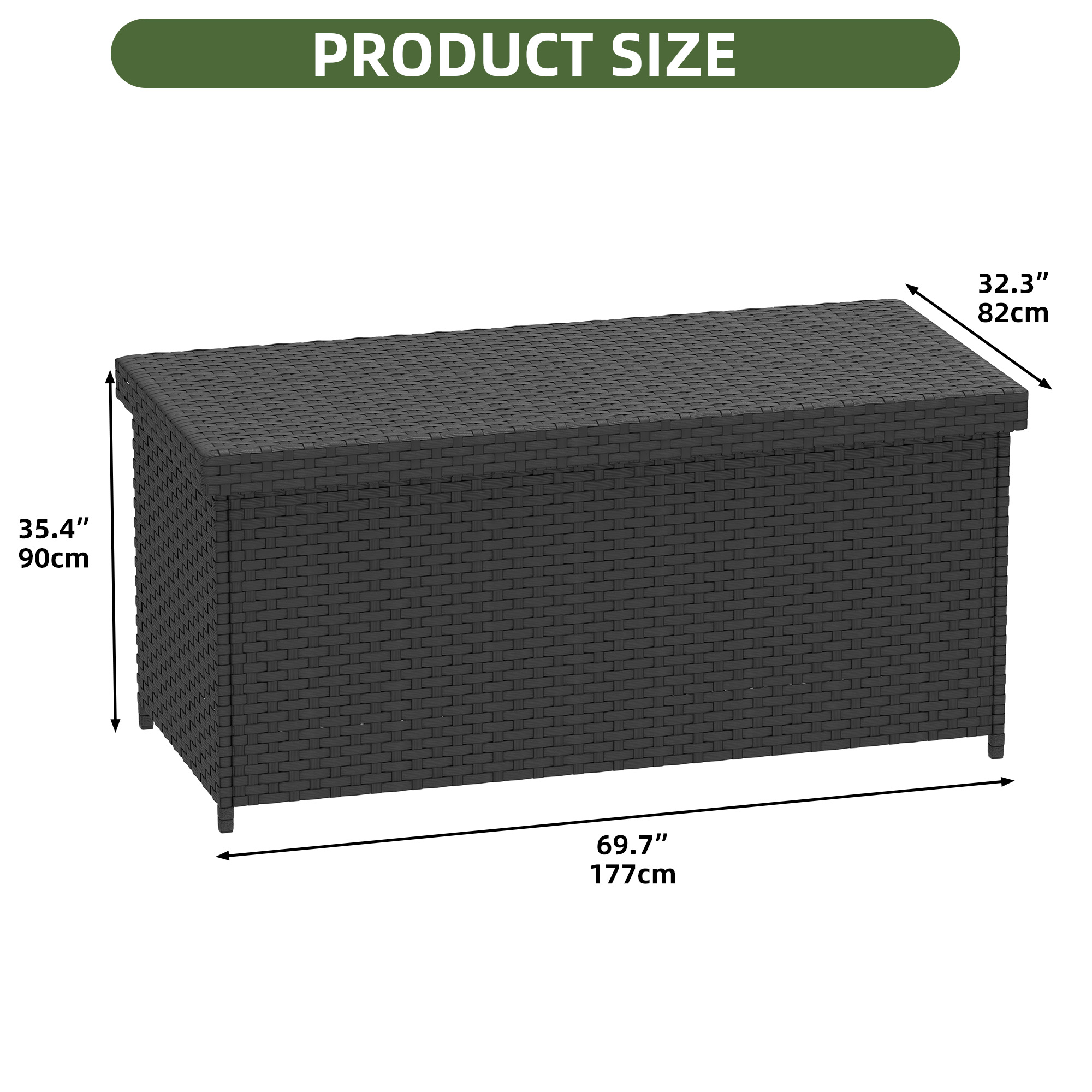 Uforic 260-Gallon Wicker Outdoor Deck Boxes with Waterproof Liner Bag, Rattan Storage Bin, Large Storage Deck Box - Black