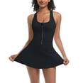thumbnail image 2 of Kaemgyyd Womens Tennis Dress with Built in Shorts Summer Zipper Front Golf Athletic Dress Stretch Racerback A-Line Mini Dress, 2 of 6