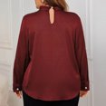 thumbnail image 4 of Kaemgyyd Plus Size Tops for Women Silk Satin Solid Crew Neck Work Shirt Elegant Long Sleeve Business Blouse Tops, 4 of 4