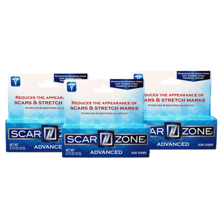 3 Pack - Scar Zone Advanced Scar Cream - Intensive Scar Removal for New & Old Scars, Fades Stretch Marks, Burns, & Surgical Scars 0.75 oz