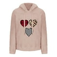 thumbnail image 3 of Womens Fleece Sweatshirts Cute Heart Printed Hoodies Long Sleeve Sherpa Crewneck Velvet Hoodie Winter Warm Hooded Pullover Outwears with Pockets, 3 of 6
