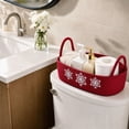 thumbnail image 2 of BSJJY Christmas Woven Storage Basket, Red Cotton Rope Organizer Snowflake Embroidery with Handles for Bathroom, 12.99x5.91x3.94 Inch, 2 of 8