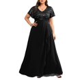 thumbnail image 1 of Vestidos formales de talla grande de Pinup Fashion, vestidos negros para bodas, invitados, noches, lentejuelas, elegante, gala, baile de graduación, vestido largo con mangas para mujer 2025, 1 of 8