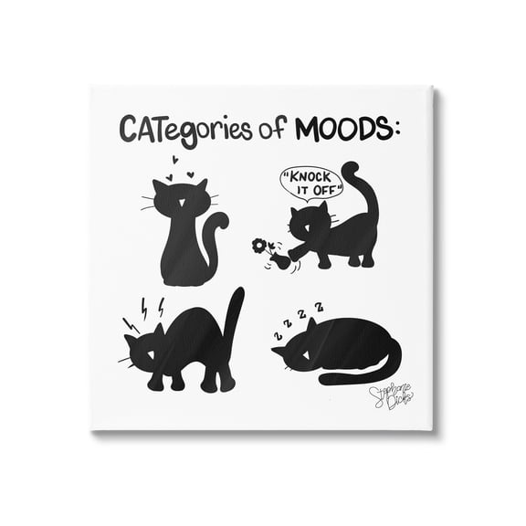 Stupell Categories Of Moods Funny Cats Animals & Insects Painting Gallery Wrapped Canvas Print Wall Art