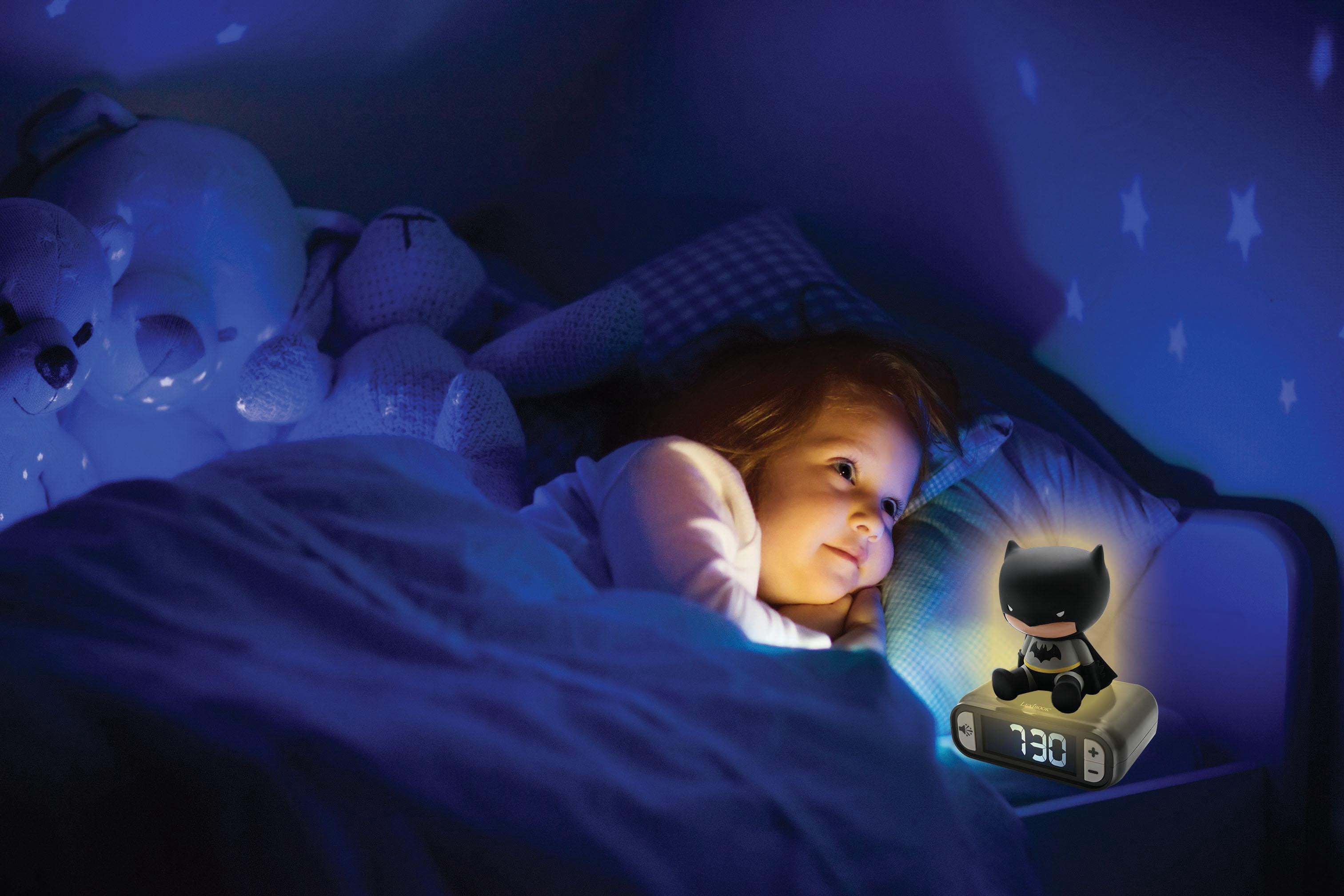 Lexibook - Batman Digital Alarm Clock with Night Light Snooze, Clock, Luminous Batman, Black Colour